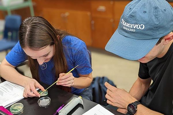 students in biology lab